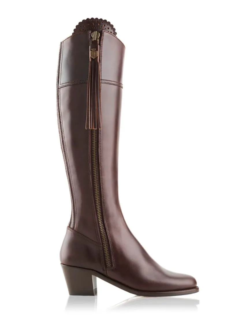 Fairfax and Favor Regina Leather Heel Boot in Mahogany